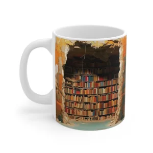 3D Bookshelf Cave Coffee Mug - 11oz
