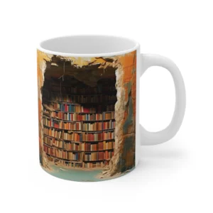 3D Bookshelf Cave Coffee Mug - 11oz