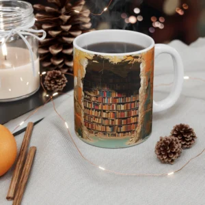 3D Bookshelf Cave Coffee Mug - 11oz