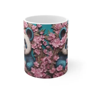 3D Image Bear and Flowers Coffee Mug - 11oz