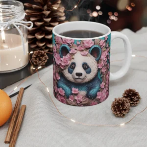 3D Image Bear and Flowers Coffee Mug - 11oz