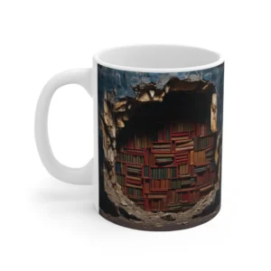 3D Image Dark Bookshelf Coffee Mug - 11oz