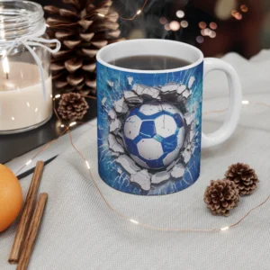 3D Image Cracking Soccer Ball Coffee Mug - 11oz