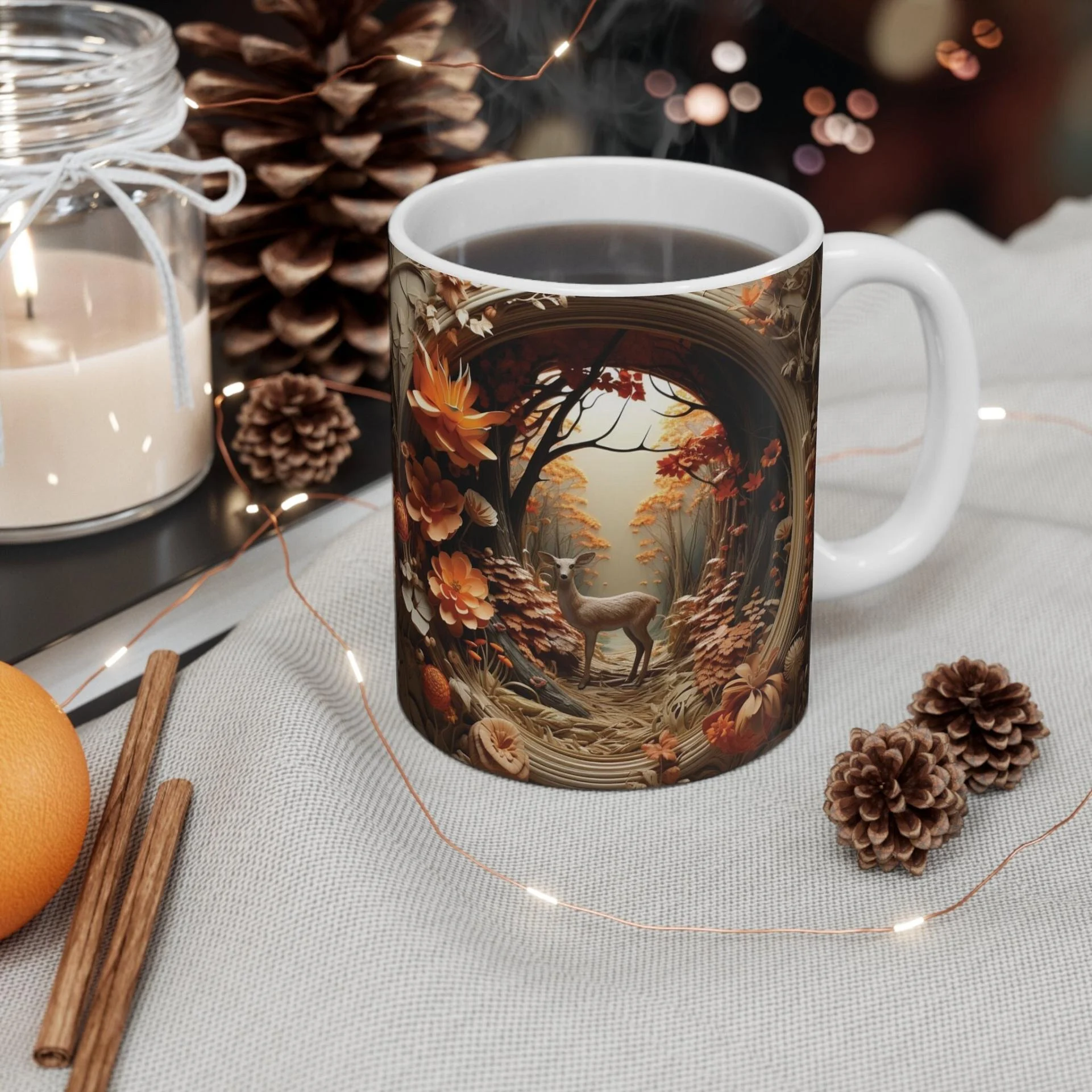 3D Image Deer Fall Vibes Coffee Mug - 11oz