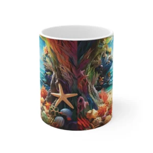 3D Image Hole In A Wall Summer Beach Landscape Coffee Mug - 11oz