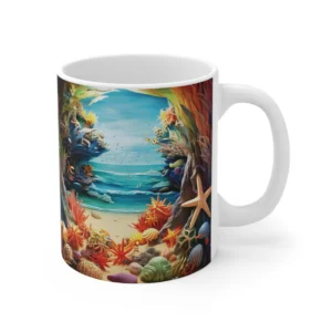 3D Image Hole In A Wall Summer Beach Landscape Coffee Mug - 11oz
