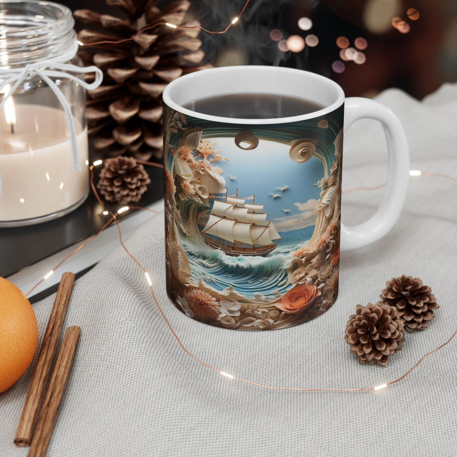 3D Image Ocean Landscape Coffee Mug - 11oz