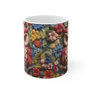 3D Image Owl and Flower Coffee Mug - 11oz