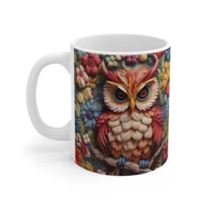 3D Image Owl and Flower Coffee Mug - 11oz