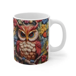 3D Image Owl and Flower Coffee Mug - 11oz