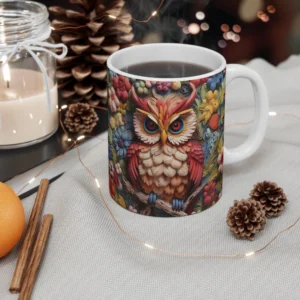 3D Image Owl and Flower Coffee Mug - 11oz