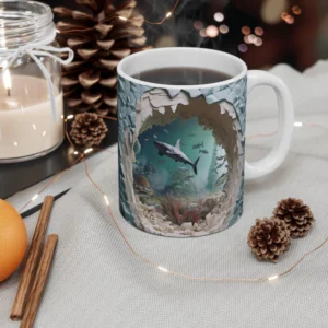 3D Image Sharks In the Ocean Coffee Mug - 11oz