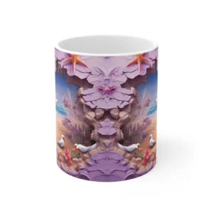 3D Image Sunset Beach Crack Hole Coffee Mug - 11oz
