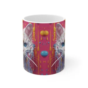 3D Image White Cat Painting Coffee Mug - 11oz
