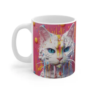 3D Image White Cat Painting Coffee Mug - 11oz